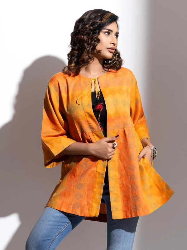 Yellow Ochre Handloom Cotton Taaga Jacket