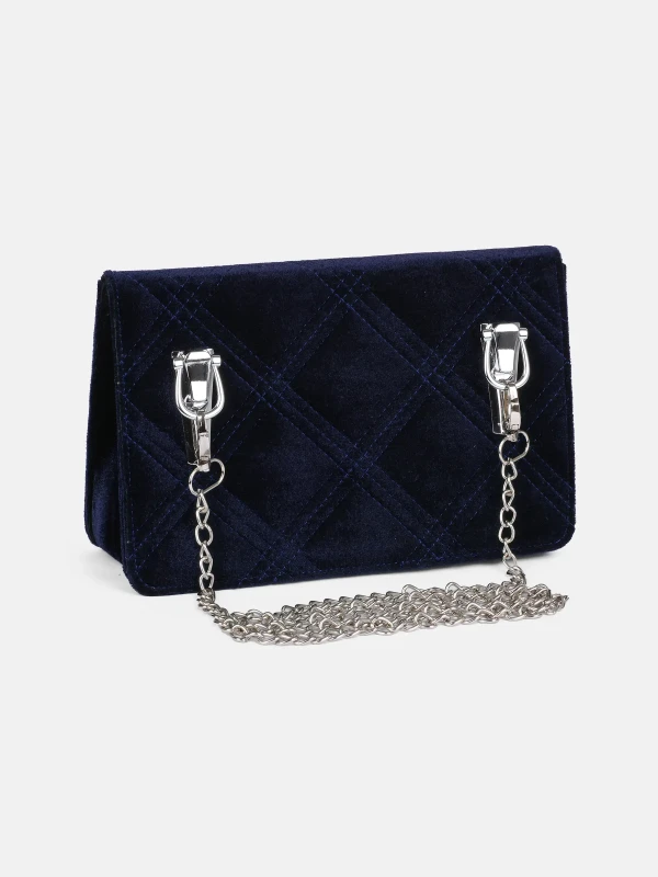 Navy Blue Velvet Bag